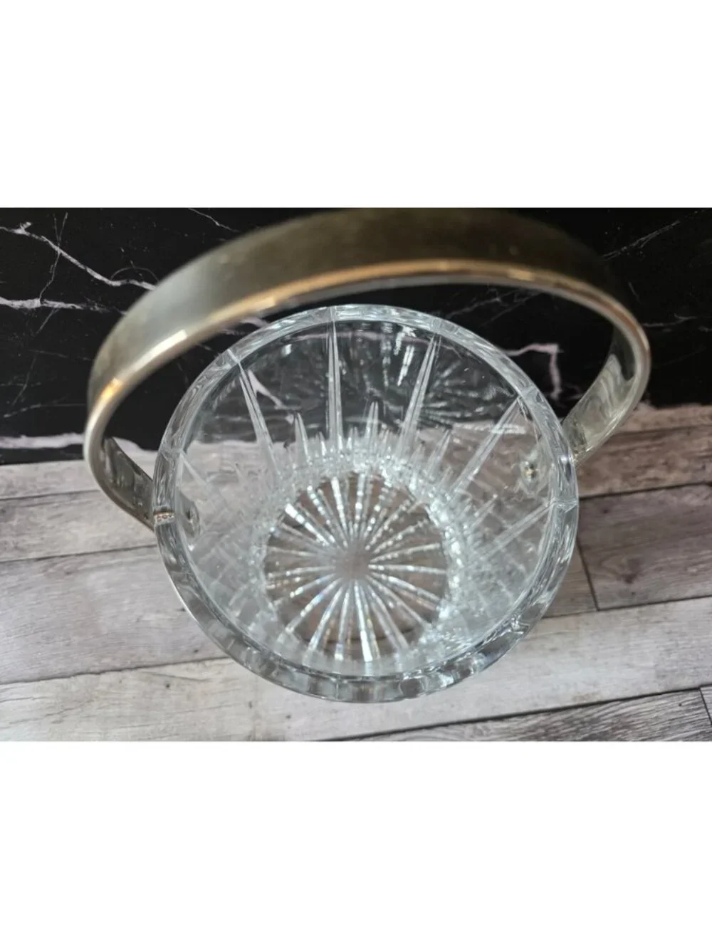 Mikasa Arctic Lights Crystal Clear Glass Ice Bucket Metal Handle